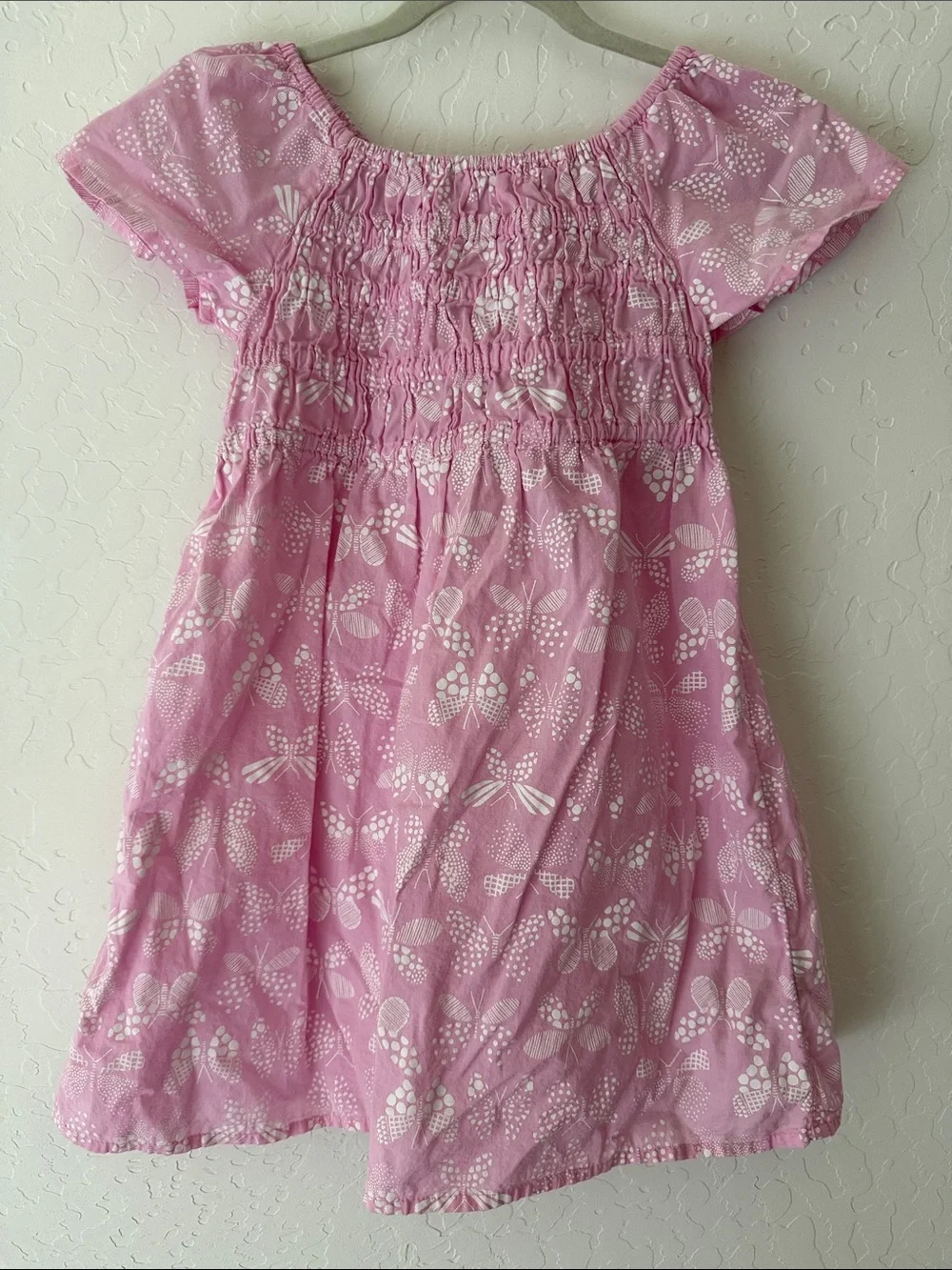 🦋 okie dokie Pink Dress with White Butterfly Print - 5T